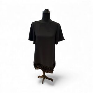 Kate Spade Elegant Black Dress with Fringe Hem